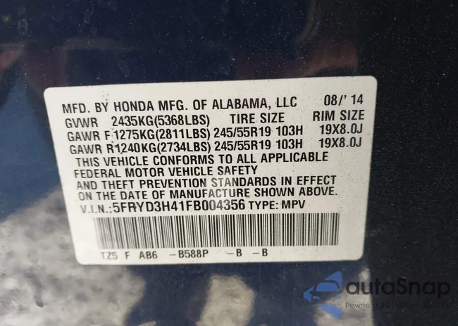 5FRYD3H41FB004356: 44167730