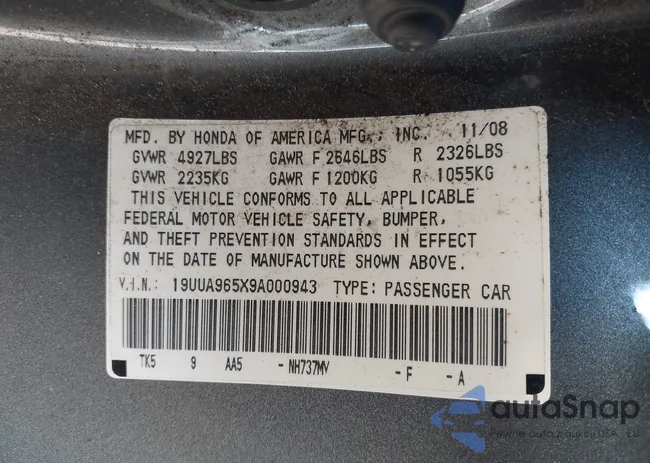 19UUA965X9A000943: 44167825