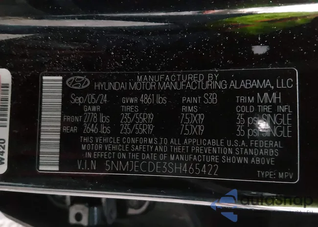 5NMJECDE3SH465422: 44167830