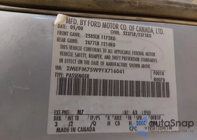 2MEFM75W9YX716041: 44167869