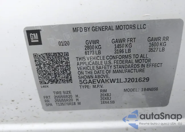 5GAEVAKW1LJ201629: 44167883