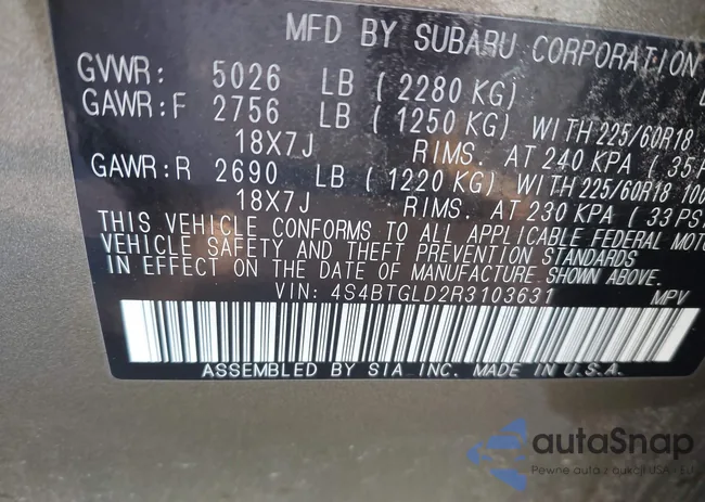 4S4BTGLD2R3103631: 44167924