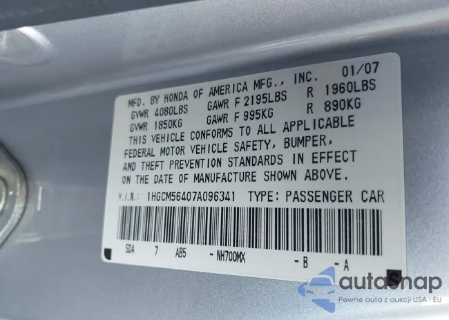 1HGCM56407A096341: 44167042