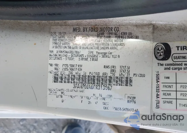 3FAHP0JA6CR313067: 44167057