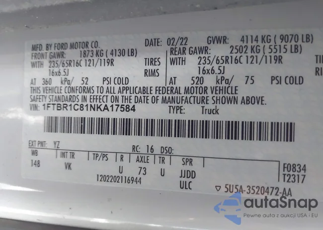 1FTBR1C81NKA17584: 44167140