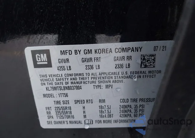 KL79MTSL8NB037004: 44167186