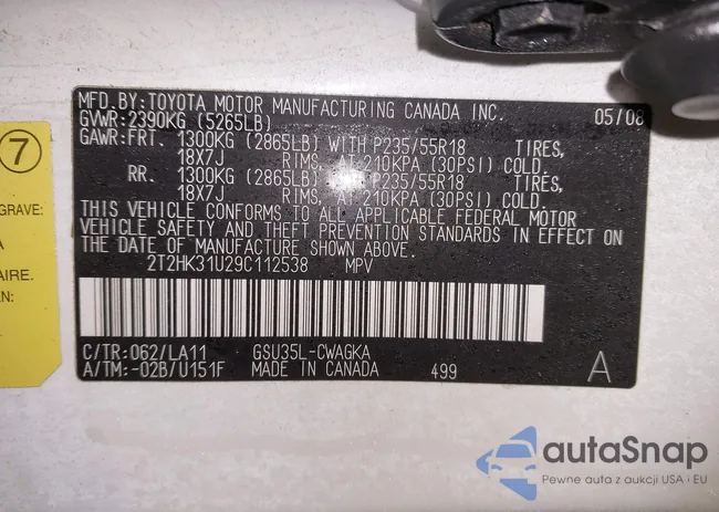 2T2HK31U29C112538: 44167190