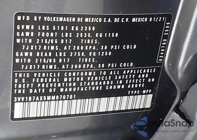 3VV1B7AX5MM070701: 44167258