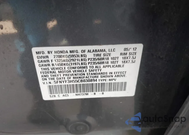 5FNYF3H55CB030894: 44167280