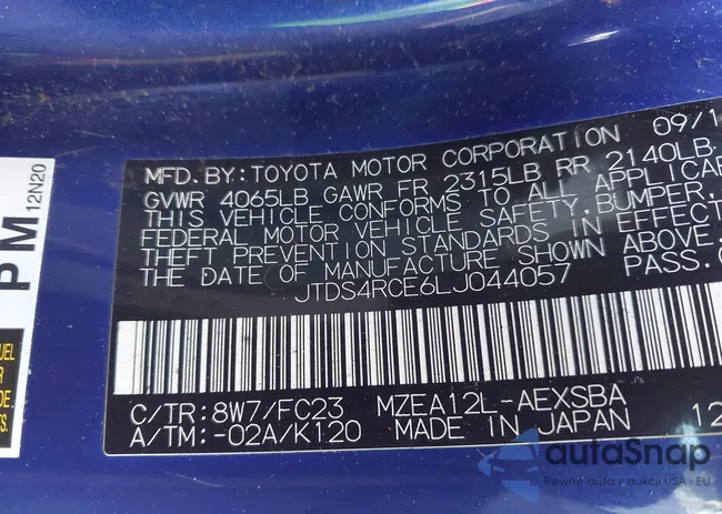 JTDS4RCE6LJ044057: 44167308