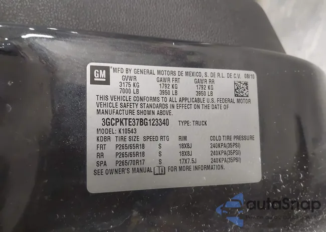 3GCPKTE37BG123340: 44167375