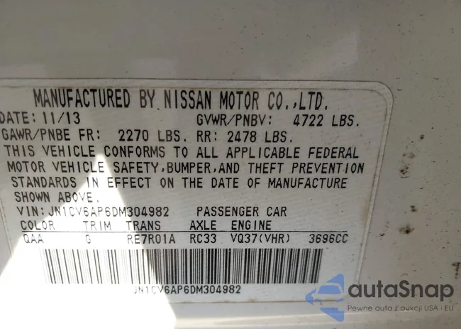 JN1CV6AP6DM304982: 44167434