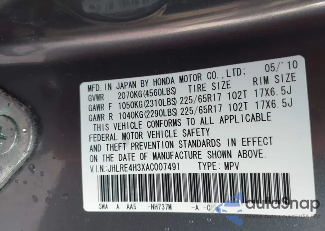 JHLRE4H3XAC007491: 44168543