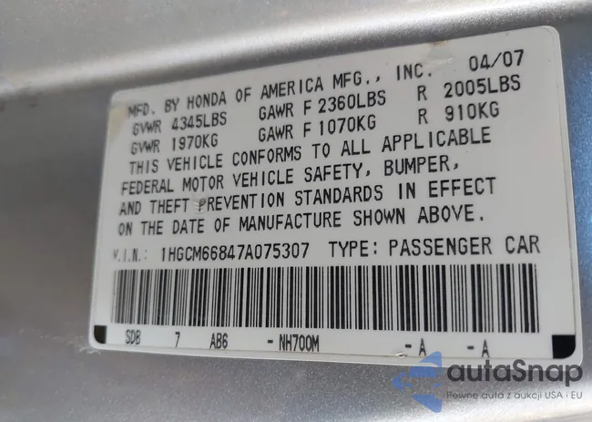 1HGCM66847A075307: 44168584