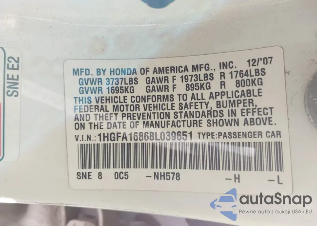 1HGFA16868L039651: 44168670