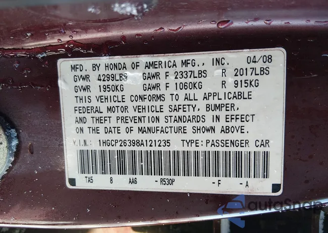 1HGCP26398A121235: 44168832