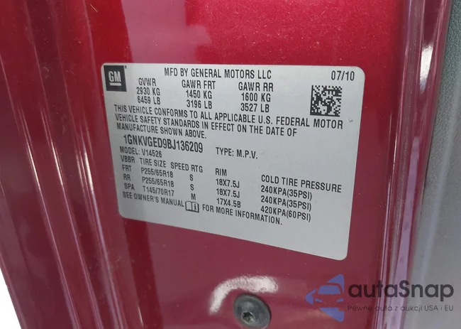 1GNKVGED9BJ136209: 44168843