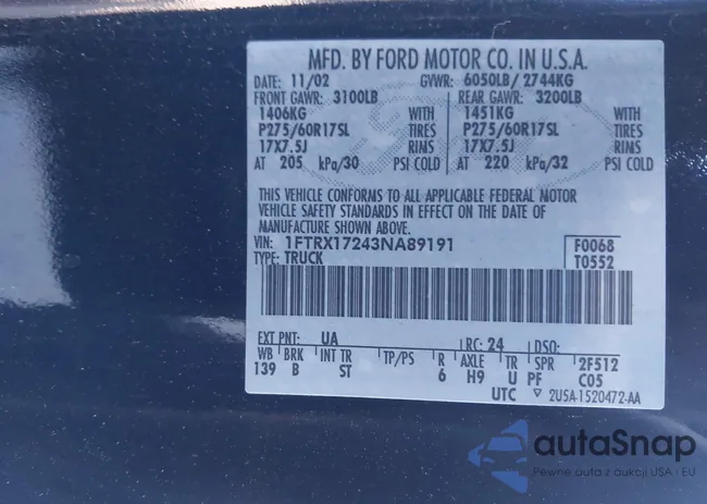 1FTRX17243NA89191: 44168852