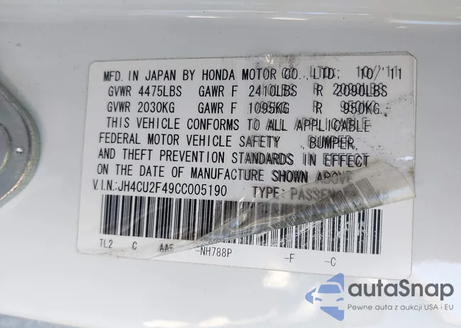 JH4CU2F49CC005190: 44168957