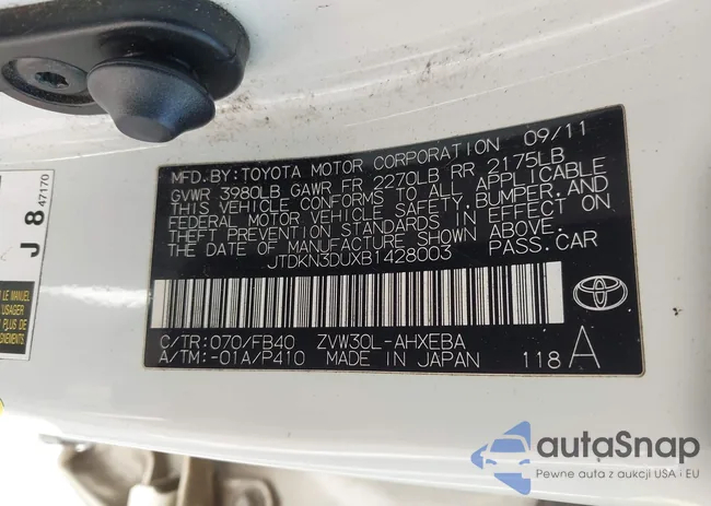 JTDKN3DUXB1428003: 44169011