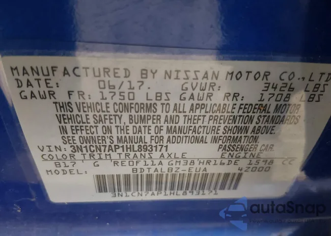 3N1CN7AP1HL893171: 44169038