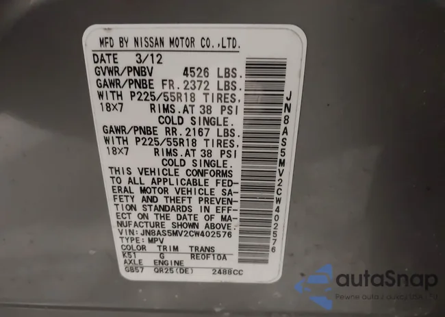 JN8AS5MV2CW402576: 44168103