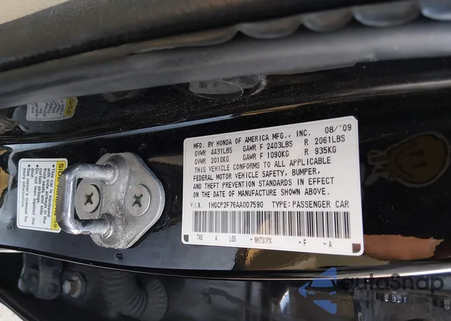 1HGCP2F76AA007590: 44168230