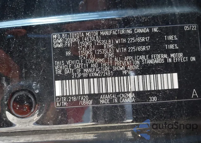 2T3P1RFVXNW272481: 44168243