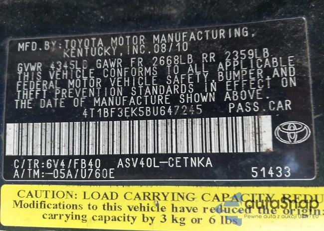 4T1BF3EK5BU647245: 44169570