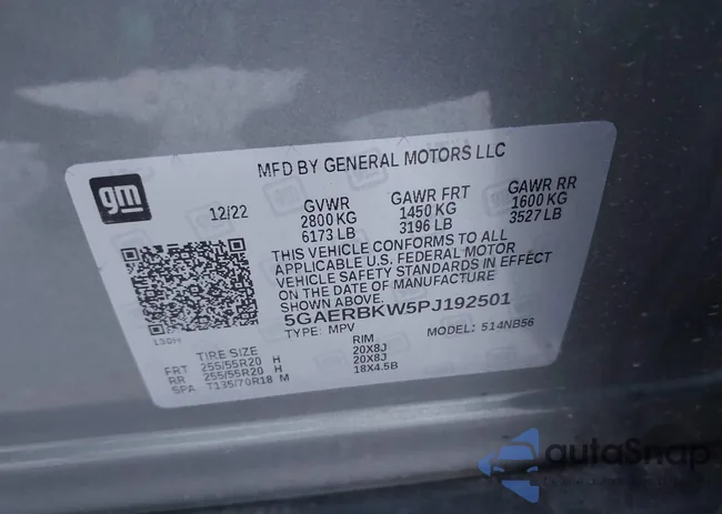 5GAERBKW5PJ192501: 44169721