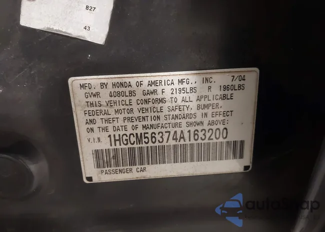 1HGCM56374A163200: 44169766