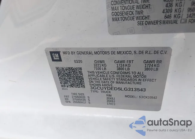 3GCUYDED5LG313543: 44169779