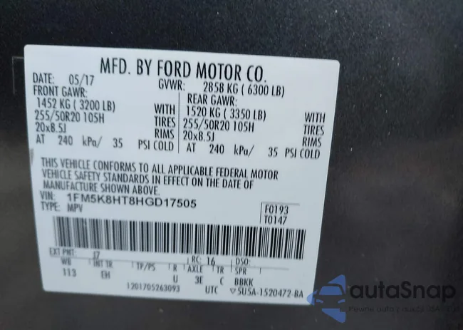 1FM5K8HT8HGD17505: 44169814