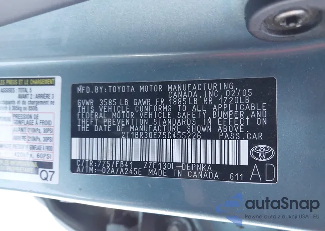 2T1BR30E75C455226: 44169830