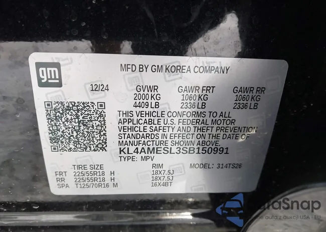 KL4AMESL3SB150991: 44169927