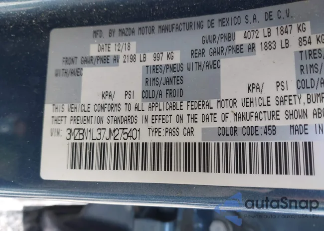 3MZBN1L37JM275401: 44169953