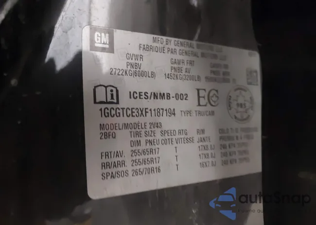 1GCGTCE3XF1187194: 44169987