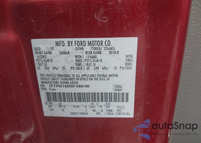 1FTPW14558FA88190: 44169992