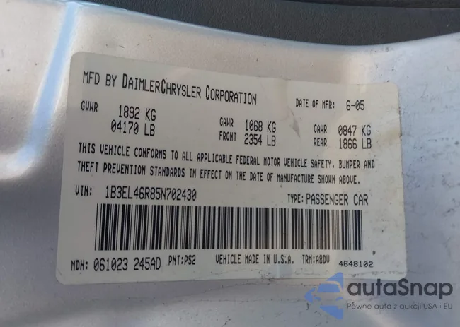 1B3EL46R85N702430: 44169064