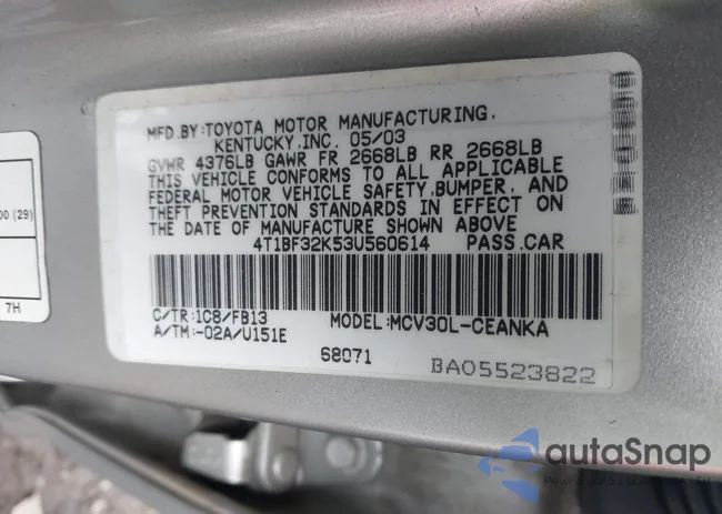 4T1BF32K53U560614: 44169264