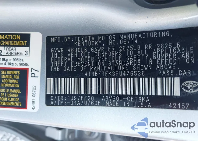 4T1BF1FK3FU476536: 44170535