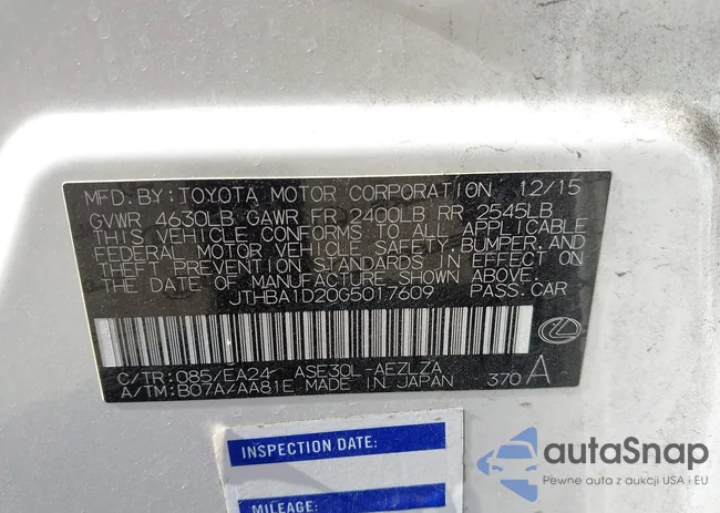 JTHBA1D20G5017609: 44170625