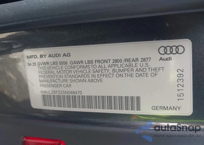 WAUL2BF22SN048470: 44170682