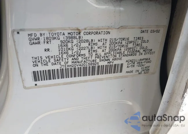 JTEHH20V420158925: 44170687