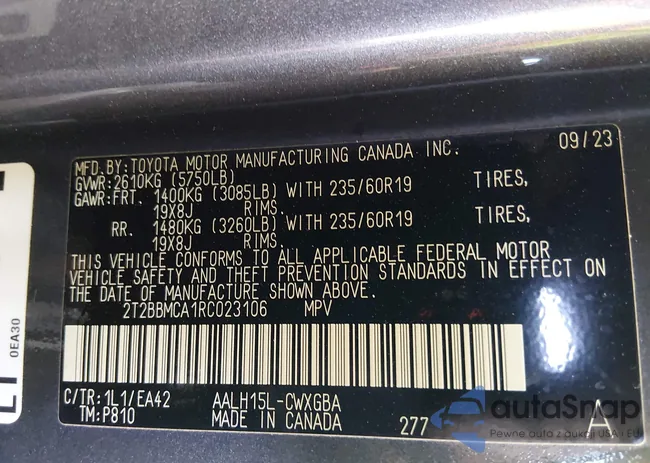 2T2BBMCA1RC023106: 44170782