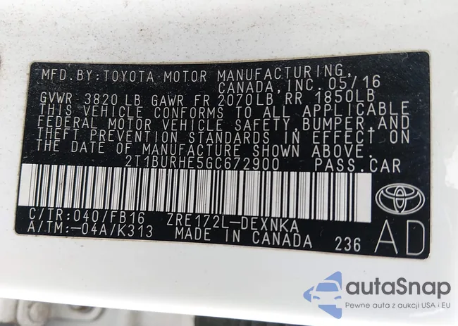 2T1BURHE5GC672900: 44170792