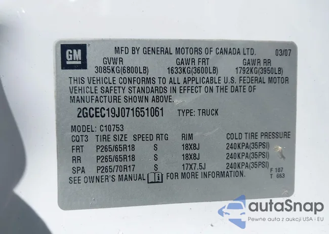 2GCEC19J071651061: 44170916