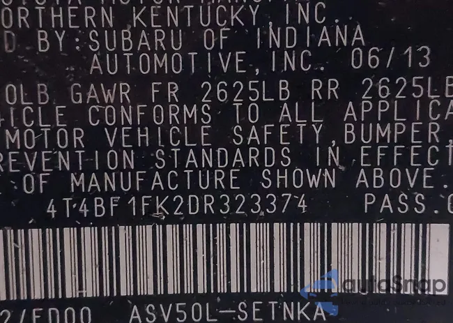 4T4BF1FK2DR323374: 44170942