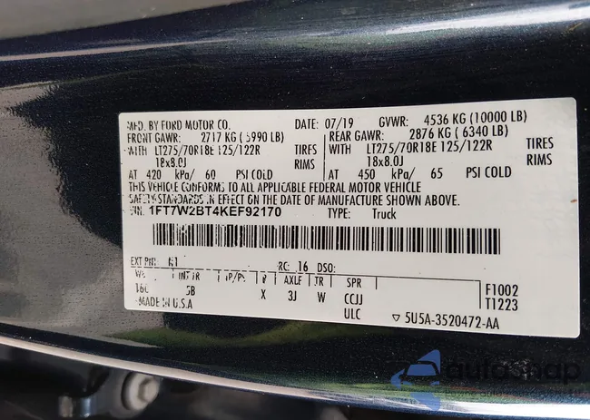 1FT7W2BT4KEF92170: 44170968