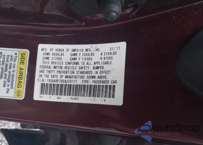 19UUA8F26DA009177: 44170307